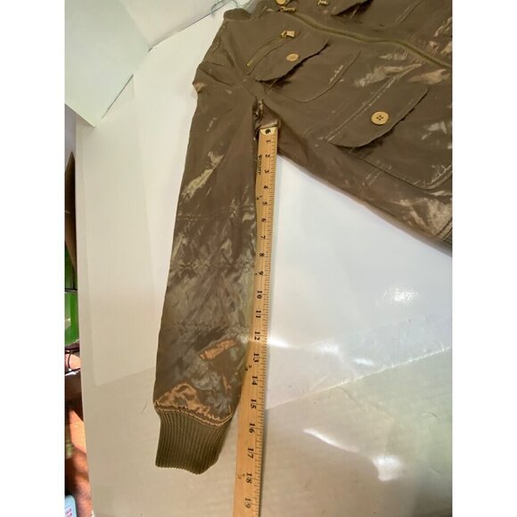Isaac Mizrahi Gold Quilted Bomber Jacket With Zipper & Button Closure Womens XXS - Picture 6 of 9